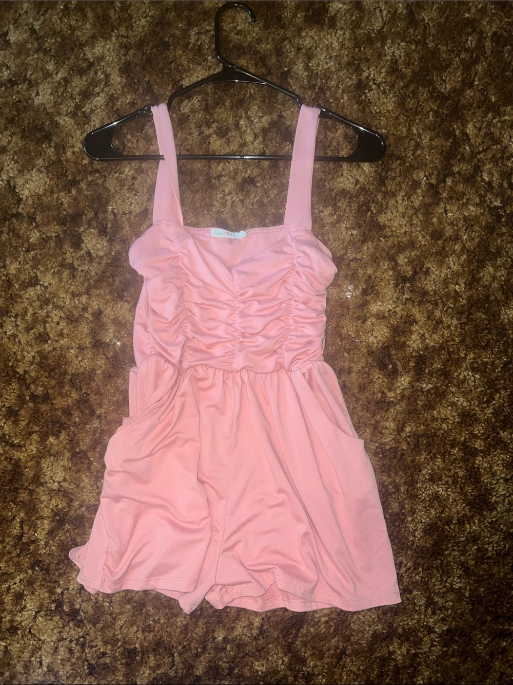Pink Ruched Tank Romper